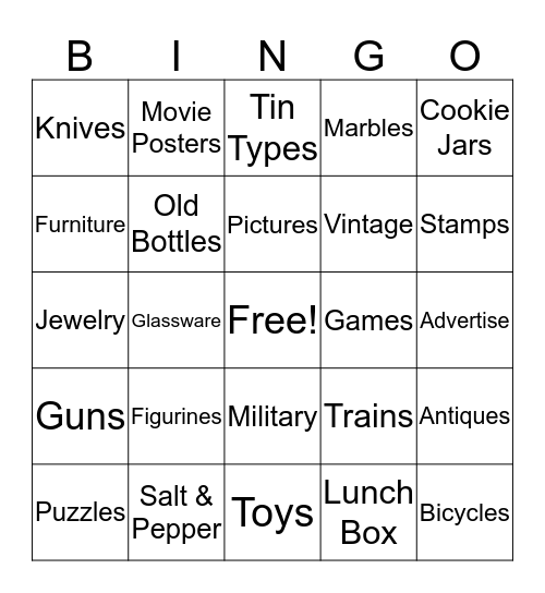 Miss Ellie's Antiques Bingo Card