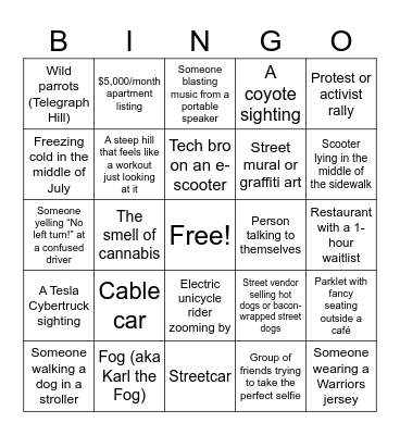 San Francisco! Bingo Card