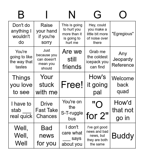 Nathan Bingo Card