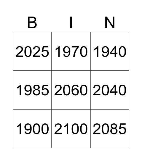 Evolution Brian 9 Comparison Bingo Card