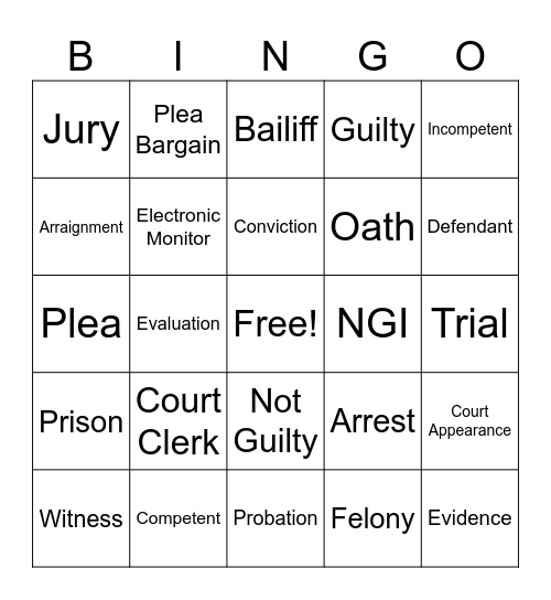 Competency Bingo Card
