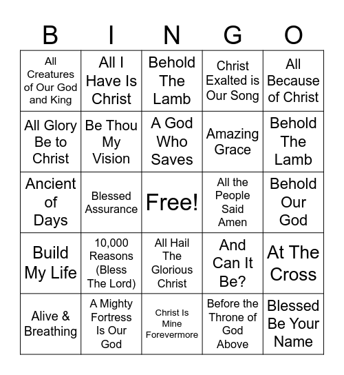 Song-o Bingo Card