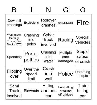 BEAMNG.DRIVE BINGO Card