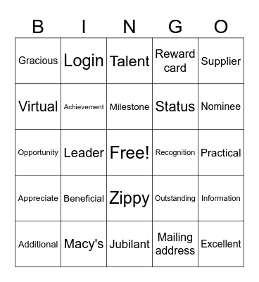RX Team Fun Bingo Card
