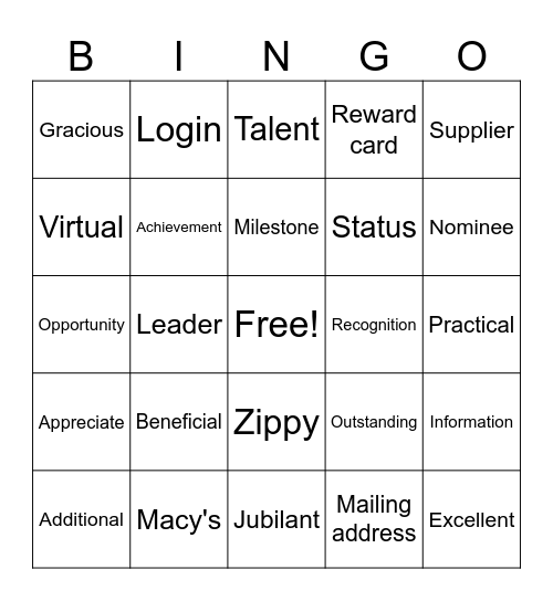 RX Team Fun Bingo Card