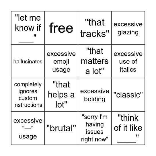 4o Bingo Card