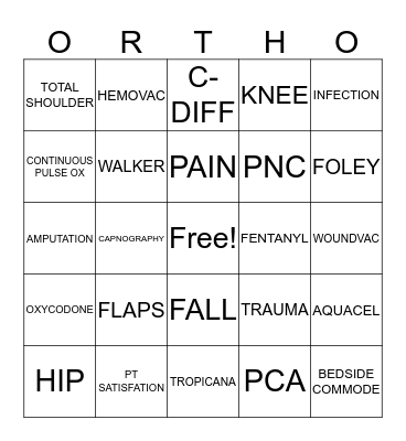 ORTHO  Bingo Card