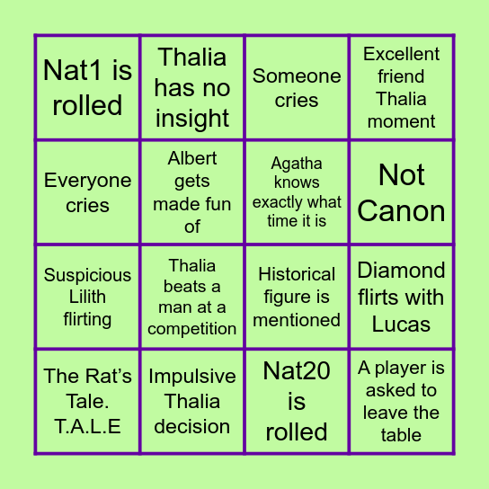 Demons and Daughters Act III Bingo Card