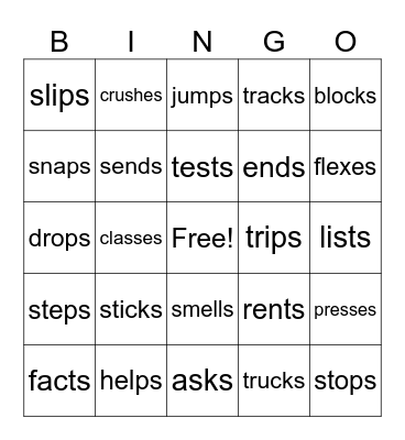 Blends + Suffix Bingo Card