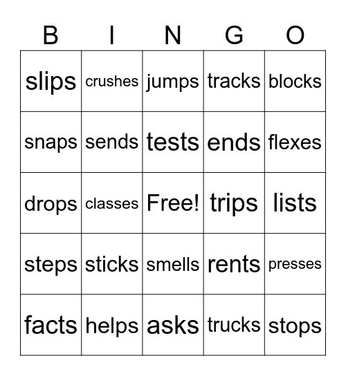 Blends + Suffix Bingo Card