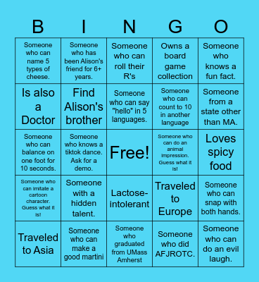 Alison's Grad Bingo Card