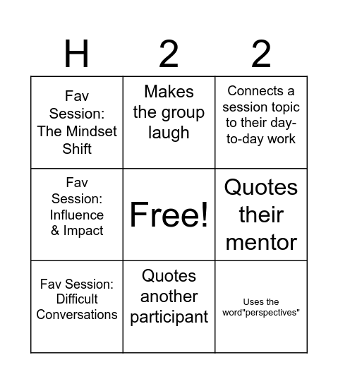 Aspiring Leaders Bingo Card