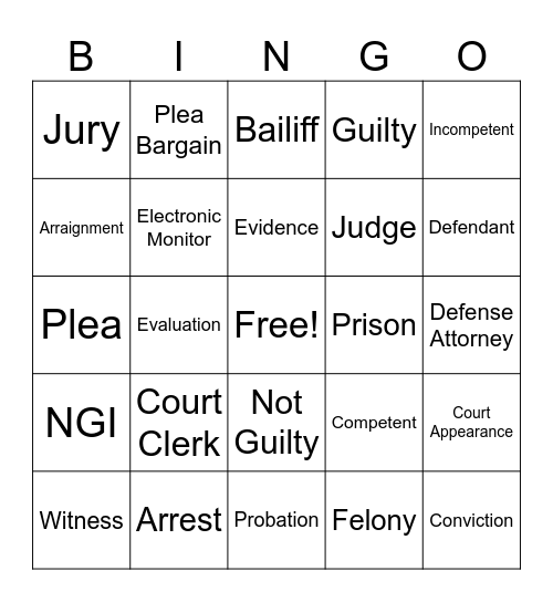 Competency Bingo Card
