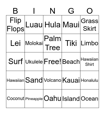 ALOHA Bingo Card