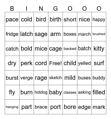 Phonics BINGO Card