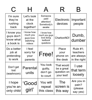 The Charbs bingo Card