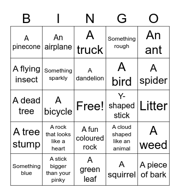 Nature Hunt Bingo Card