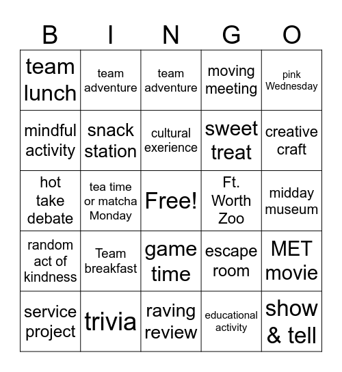 Summer Outreach Bingo Card