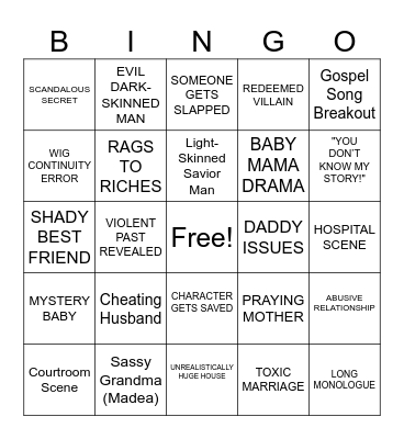 What The Helly - Tyler Perry Bingo Card