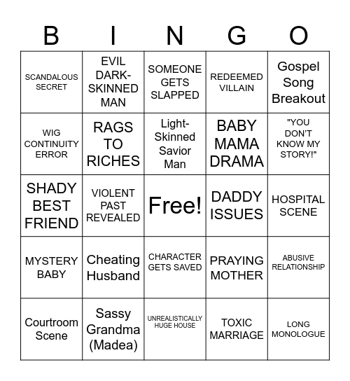 What The Helly - Tyler Perry Bingo Card