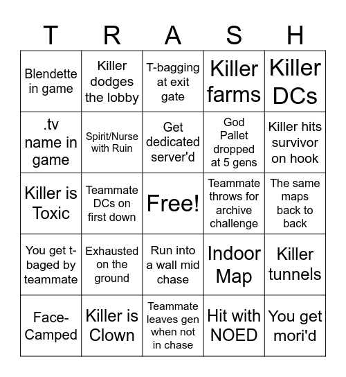 Ultimate DBD Bingo Card