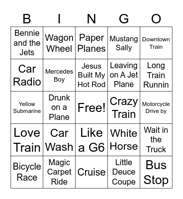 Let's Get Moving Bingo Card