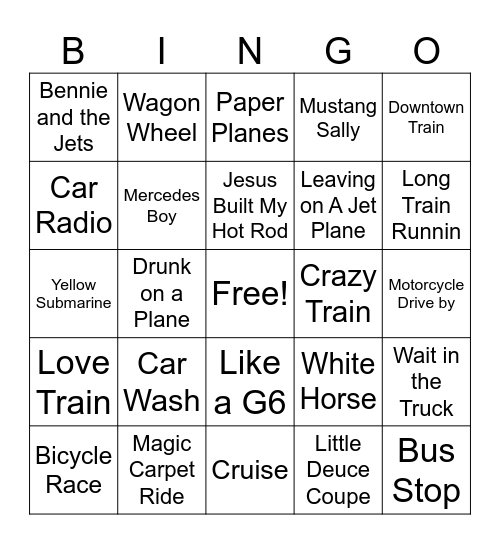 Let's Get Moving Bingo Card