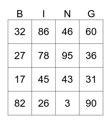 BINGO MUSICAL Bingo Card