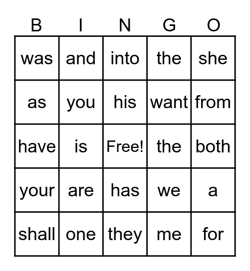 HFW 1.3 - 1.6 Bingo Card