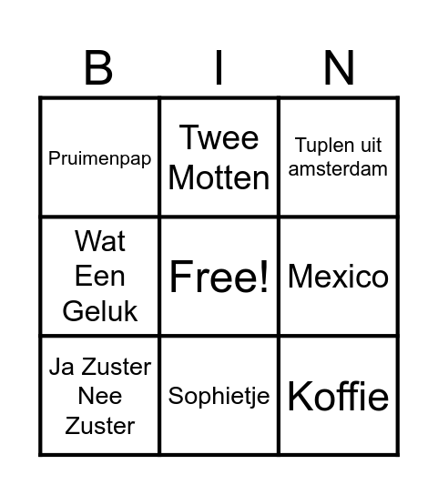 MuziekBingo Card