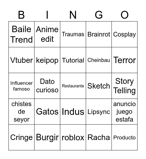 Servicio Bingo Card