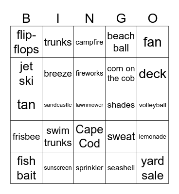 Summer! Bingo Card