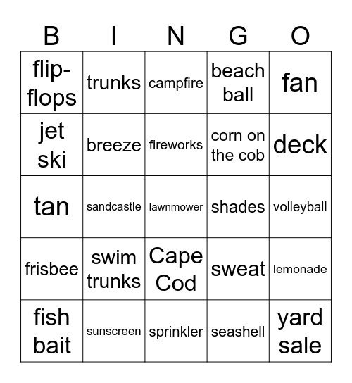 Summer! Bingo Card