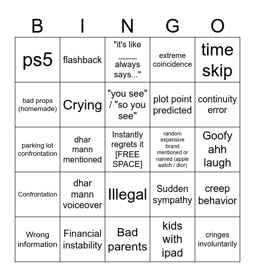 Dhar Mann Bingo v4 Bingo Card