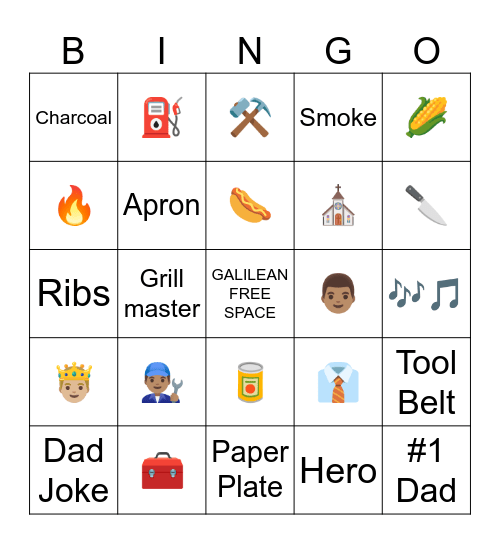 Galilean Father's Day BBQ Bingo Card