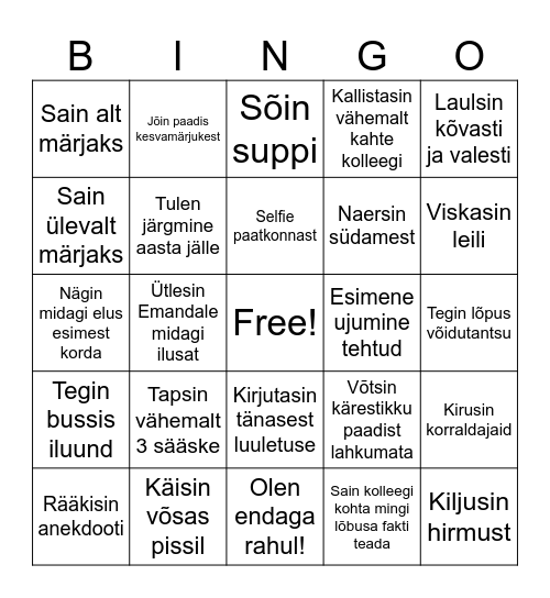 KANUUMATKA Bingo Card