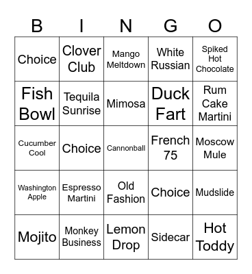Drink Bingo Card