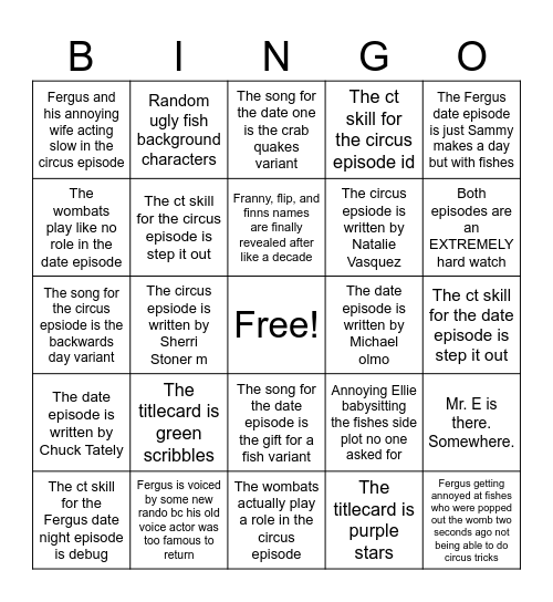 Ferguspalooza Bingo Card
