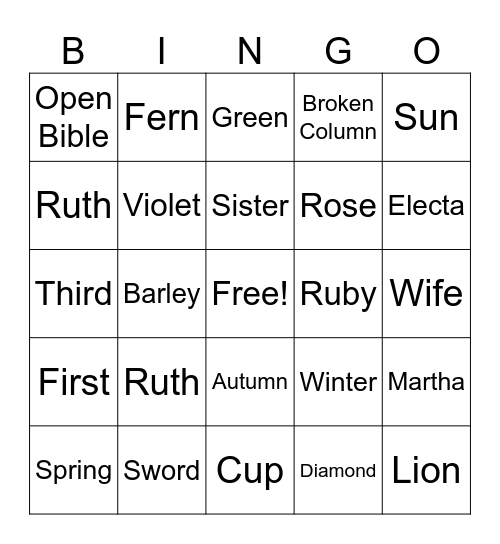 OES Bingo Card