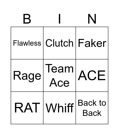 MASTERS Bingo Card