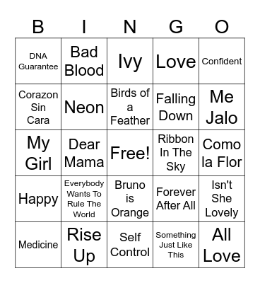 Adolescent Bingo Card