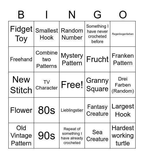 Crochet Nr. 2 Bingo Card