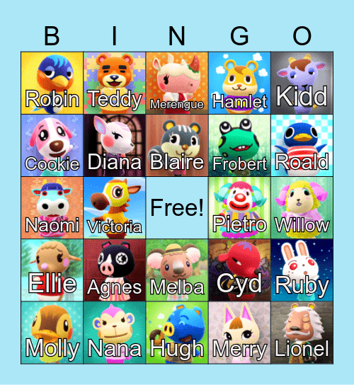 Animal Crossing Bingo Card