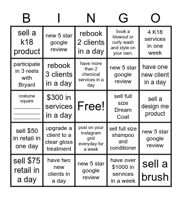 Dyson Contest Bingo Card