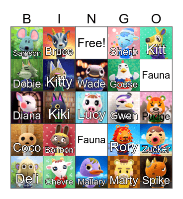 Animal Crossing Bingo Card