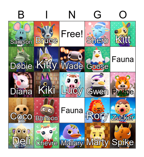 Animal Crossing Bingo Card