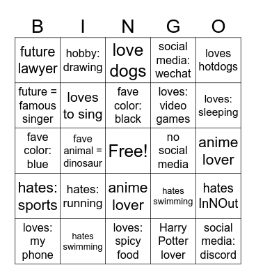 Summer School Bingo Card