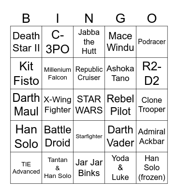 STAR WARS Bingo Card