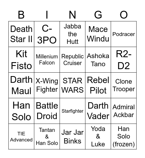 STAR WARS Bingo Card