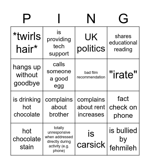 PP Bingo! Bingo Card